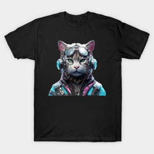 Ashen Aesthetics - The Stylish Cyborg Cat T-Shirt